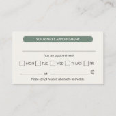 Visite Carte de rendez-vous dentaire professionnelle vert (Dos)