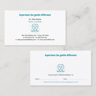 Visite Carte de rendez-vous dentaires Dentiste
