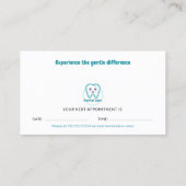 Visite Carte de rendez-vous dentaires | Dentiste (Dos)