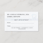 Visite Carte de rendez-vous Dentiste Bleue (Devant)