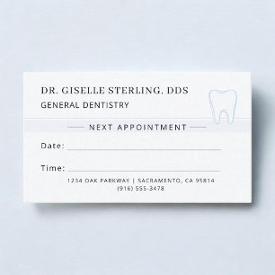 Visite Carte de rendez-vous Dentiste Bleue