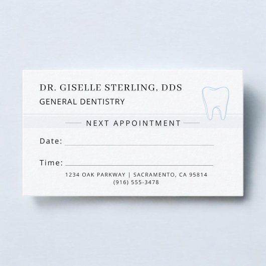 Visite Carte de rendez-vous Dentiste Bleue