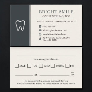 Visite Carte de rendez-vous dentiste métal noir argenté