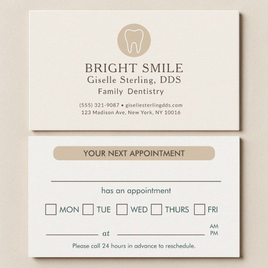 Visite Carte de rendez-vous dentiste moderne beige clair