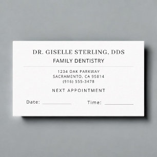 Visite Carte de rendez-vous du cabinet de dentisterie fam