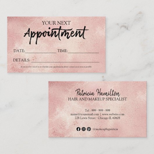 Visite Carte de rendez-vous élégante à flush flush Script (Devant / Derrière)