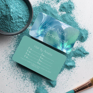 Visite Carte de rendez-vous Floral bleu et Turquoise