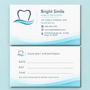 Visite Carte de rendez-vous Logo Dentiste Eau Soins Denta