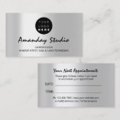 Visite Carte de rendez-vous moderne gris argent Logo pers (Devant / Derrière)