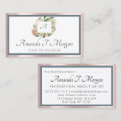 Visite Carte de rendez-vous Monogramme Rose Vert Dusty Bl (Devant / Derrière)