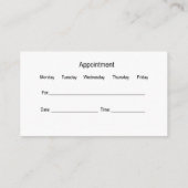 Visite Carte De Rendez-Vous Optométriste Pour Un Médecin  (Dos)