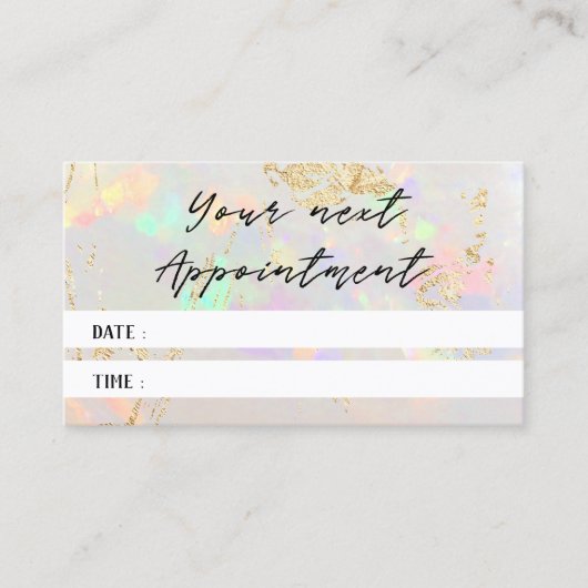 Visite carte de rendez-vous photo texture opale blanche (Devant)