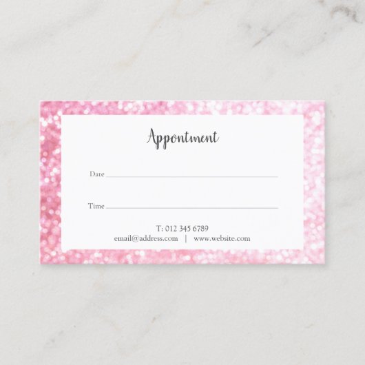 Visite Carte de rendez-vous Pink Glitter Bokeh (Devant)