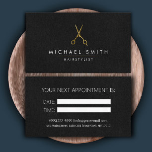 Visite Carte de rendez-vous pour coiffeur en or noir mode