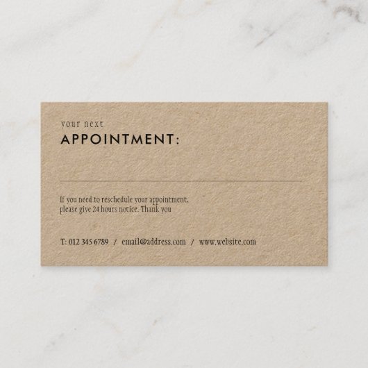 Visite Carte de Rendez-vous Rustique Simple (Devant)