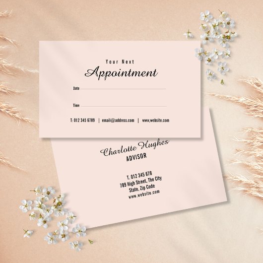 Visite Carte de rendez-vous simple élégante rose blush éc