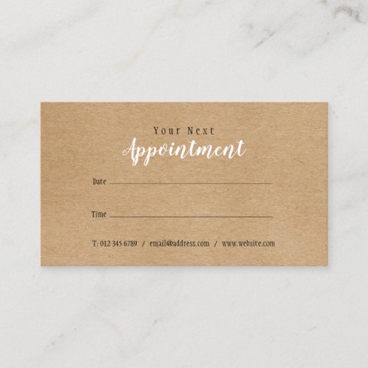Visite Carte de rendez-vous simple moderne rustique kraft (Devant)