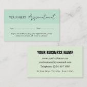 Visite Carte de rendez-vous Vert mousse (Devant / Derrière)