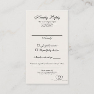 Visite Carte de réponse de mariage Ivory Modern Chic à as