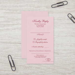 Visite Carte de réponse de mariage mélange moderne rose r