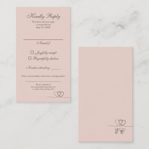 Visite Carte de réponse de mariage moderne beige rosé, mé