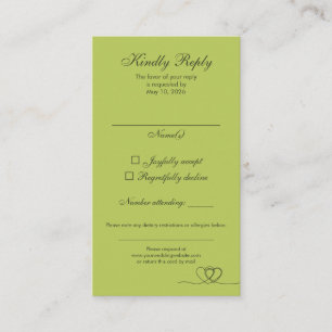 Visite Carte de réponse RSVP de mariage Citrus Green Mode