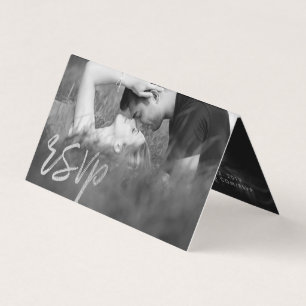 Visite Carte de réponse RSVP double photo élégante avec é