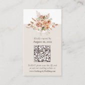 Visite Carte de réponse RSVP florale boho à code QR, ton  (Devant)