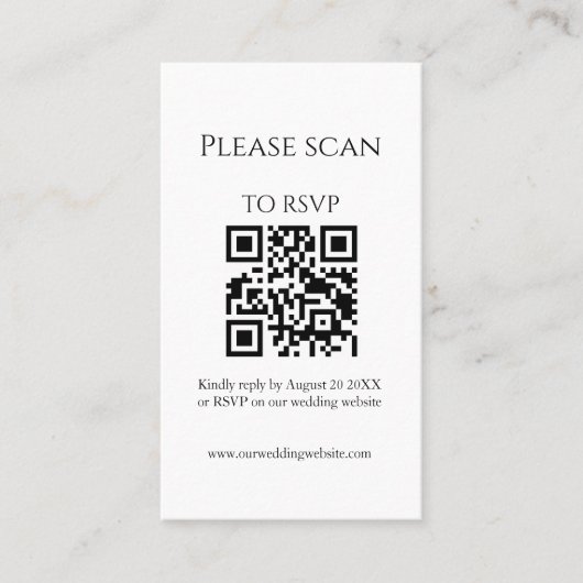 Visite Carte de réponse simple pour mariage moderne (Devant)