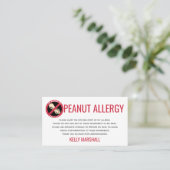 Visite Carte de restaurant d'alerte d'allergie d'arachide (Debout devant)