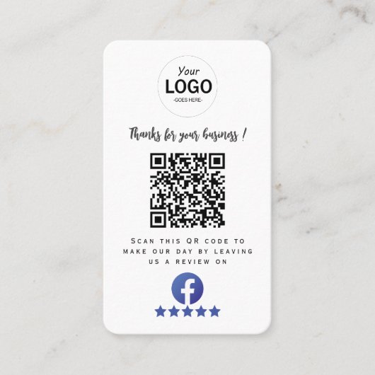 Visite Carte de révision Facebook (Devant)