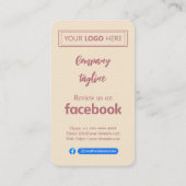 Visite Carte de révision Facebook avec logo et code QR Ro (Dos)