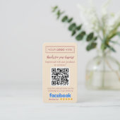 Visite Carte de révision Facebook avec logo et code QR Ro (Debout devant)