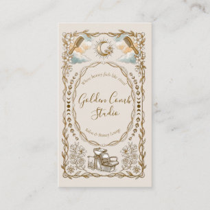Visite Carte de salon de coiffure élégante vintage or