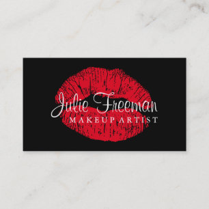 Visite Carte de salon de maquillage aux lèvres rouges cha