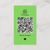Visite Carte de salon d'ongles WhatsApp Vert | Code QR (Dos)