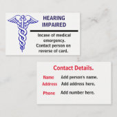 Visite Carte de secours Médicale (Devant / Derrière)