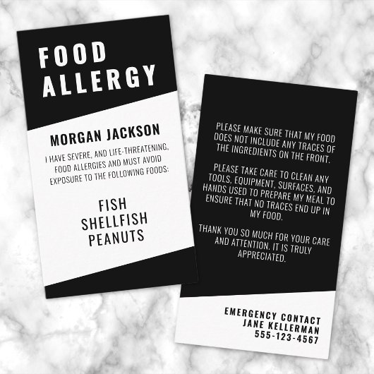 Visite Carte de Sécurité pour Allergie Alimentaire