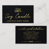 Visite Carte De Sentence De Chandelles De Soja Noir Et Or (Devant / Derrière)