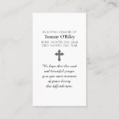 Visite Carte de service funèbre mémorial avec oiseau card (Dos)