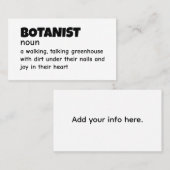 Visite Carte de signification du botaniste hilarant (Devant / Derrière)