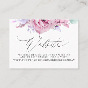 Visite Carte de site Web de Mariage de fleurs rose-pourpr