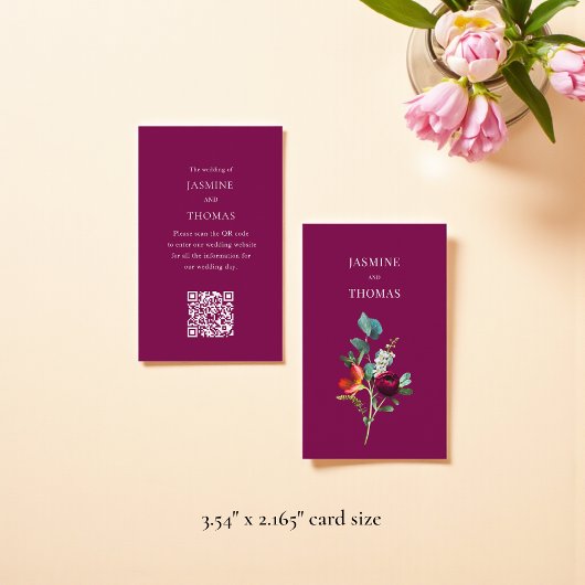 Visite Carte de site web de mariage élégante avec code QR