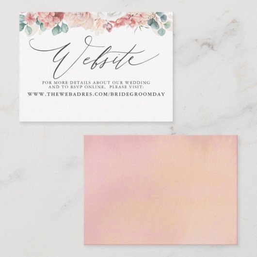 Visite Carte de site Web Dusty Rose Peach Floral Mariage (Devant / Derrière)