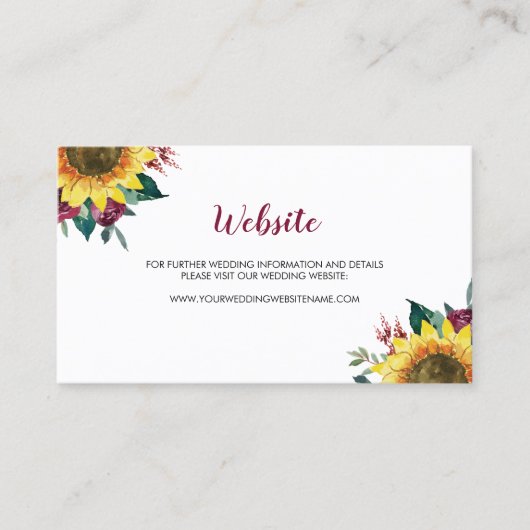 Visite Carte de site Web Mariage de fleurs de tournesol d (Devant)