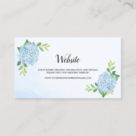 Visite Carte de site Web Mariage Floral Blue Hydrangea mo (Devant)