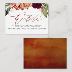 Visite Carte de site Web Mariage Floral Orange Rouge Bour