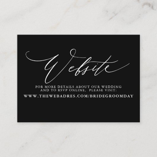 Visite Carte de site Web Mariage noir de script moderne (Devant)