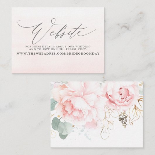 Visite Carte de site Web Mariage rose pâle (Devant / Derrière)