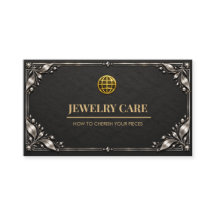 Carte de soins de bijoux en argent noir charbon de